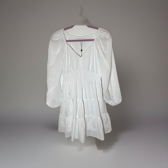 Hale Bob Dresses & Skirts - Hale Bob Womens Small Dress White Mini Fit Flare V Neck Tiered Cotton Boho Small